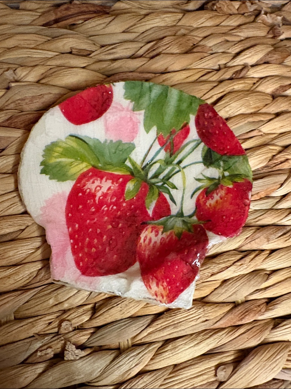 Strawberry Print Decorative Shell Trinket Dish